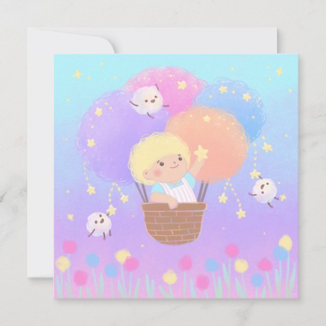 Sweet Cotton Candy Ride with Fluffy Monsters Invitation (Front)