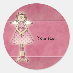 Sweet Country Angel with Heart Classic Round Sticker