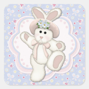 Sweet Country Bunny Square Sticker