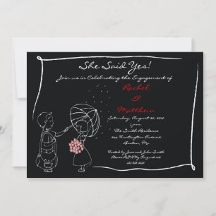 Sweet Couple in the Rain Engagement Invitation
