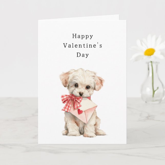 Sweet Cream Dog Valentine's Day Card (Small Plant)
