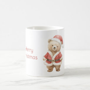 Sweet Cream Teddy Bear Santa Christmas Coffee Mug
