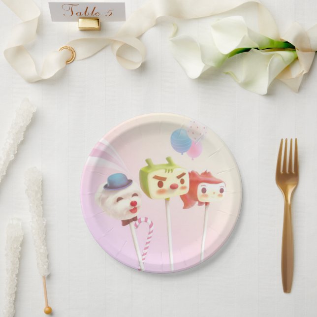 Sweet Crew: Character Cake Pops on a Stick Paper Plate (Wedding)