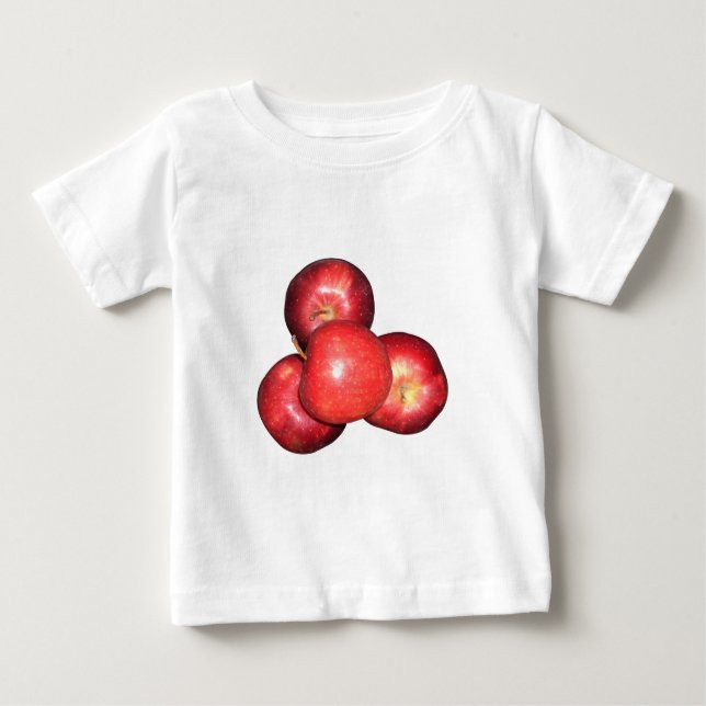 Sweet & Crisp Red Apples - Organic Fruit Print Baby T-Shirt (Front)