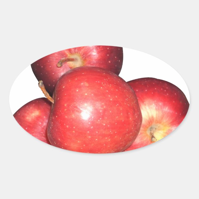 Sweet & Crisp Red Apples - Organic Fruit Print Oval Sticker (Front)