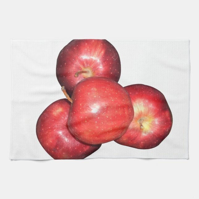 Sweet & Crisp Red Apples - Organic Fruit Print Tea Towel (Horizontal)