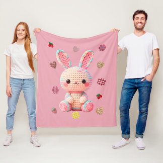 Sweet Crochet Bunny Fleece Blanket