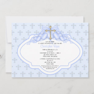 Sweet Cross Baby Boy Baptism Inviation Invitation