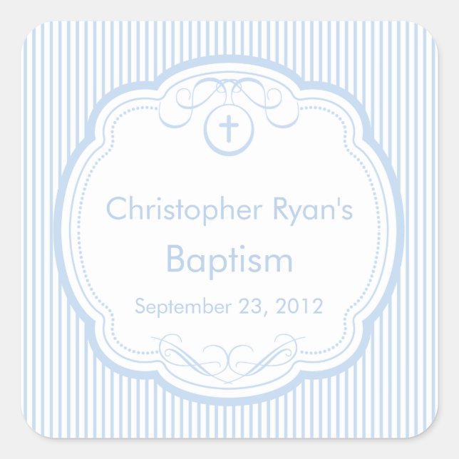 Sweet Cross In Frame Baptism Favour Seal Boy Blue (Front)