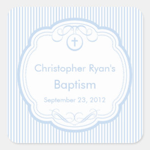 Sweet Cross In Frame Baptism Favour Seal Boy Blue