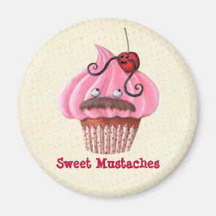 Sweet Cupcake and Moustaches Magnet