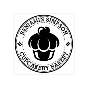 Sweet Cupcake Bakery Logo Rubber Stamp