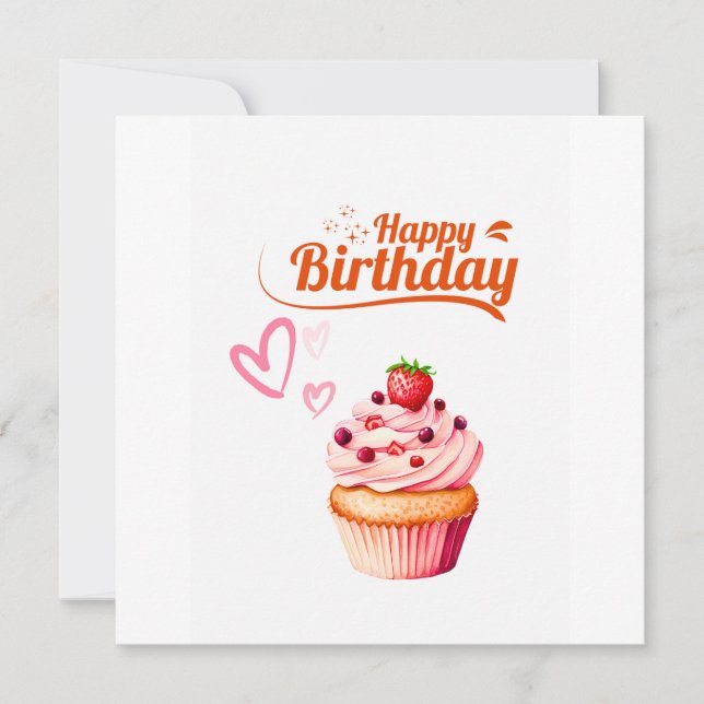 Sweet Cupcake Birthday Flat Greeting Card (Front)