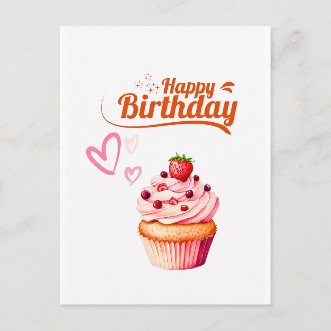 Sweet Cupcake Birthday  Greeting PostCard (Front)