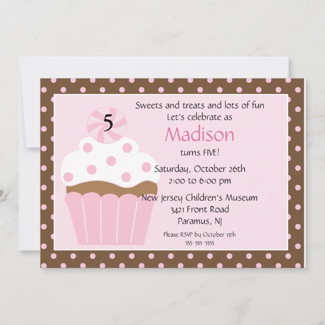 Sweet Cupcake Birthday Invitation (Front)