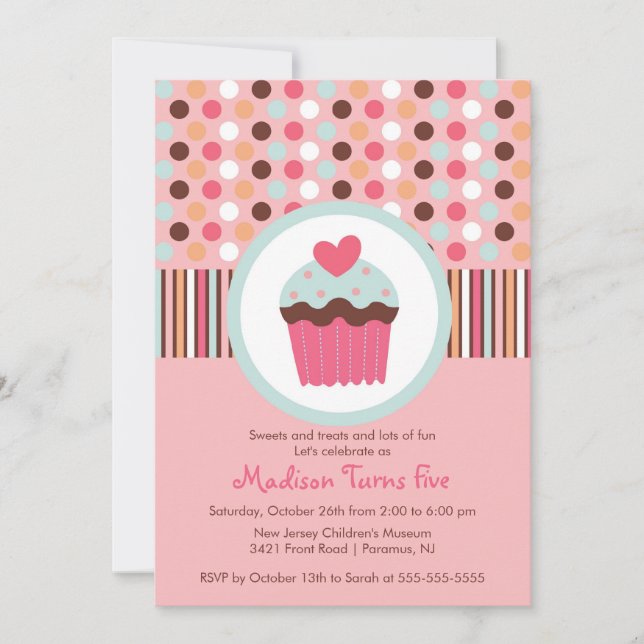 Sweet Cupcake Birthday Party Invitation (Front)