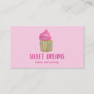 Sweet Cupcake Catering Bakery Charming Pink CUSTOM Business Card