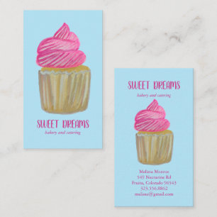 Sweet Cupcake Catering Bakery Pink Blue CUSTOM Business Card
