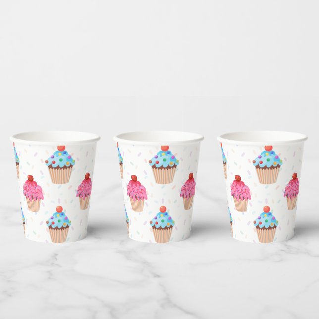 Sweet Cupcake Gender Reveal Paper Cups (Multi)
