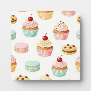 Sweet Cupcake Macaron Pattern Plaque