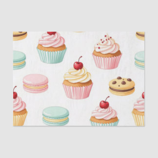 Sweet Cupcake Macaron Pattern Tissue Paper