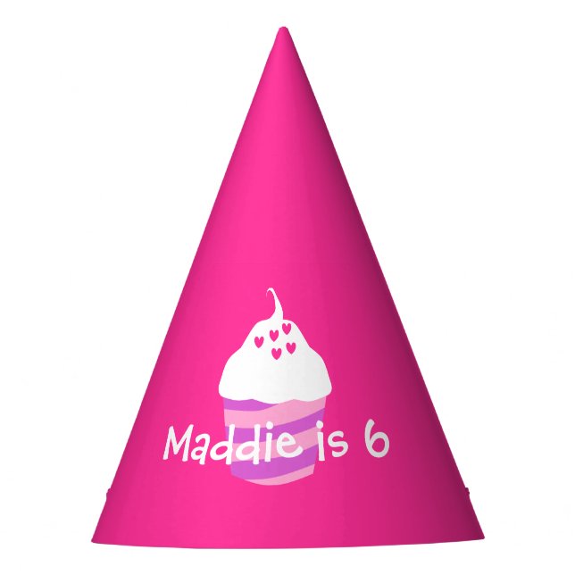 Sweet cupcake pink birthday party hat (Front)