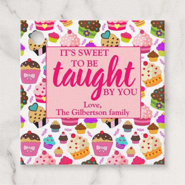 Sweet Cupcake Teacher Appreciation Favour Tags (Front)