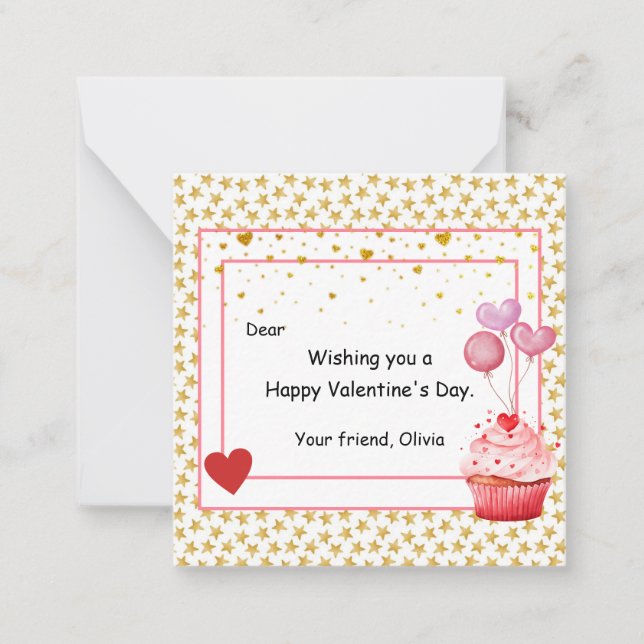 Sweet Cupcake Valentine's Day for kids Card (Front)