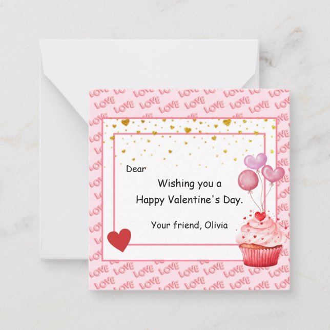 Sweet Cupcake Valentine's Day for kids Card (Front)
