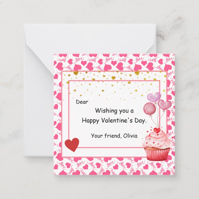 Sweet Cupcake Valentine's Day for kids Card (Front)