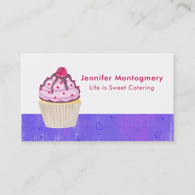 Sweet Cupcake with Raspberry on Top Business Card (Front)