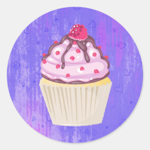Sweet Cupcake with Raspberry on Top Classic Round Sticker