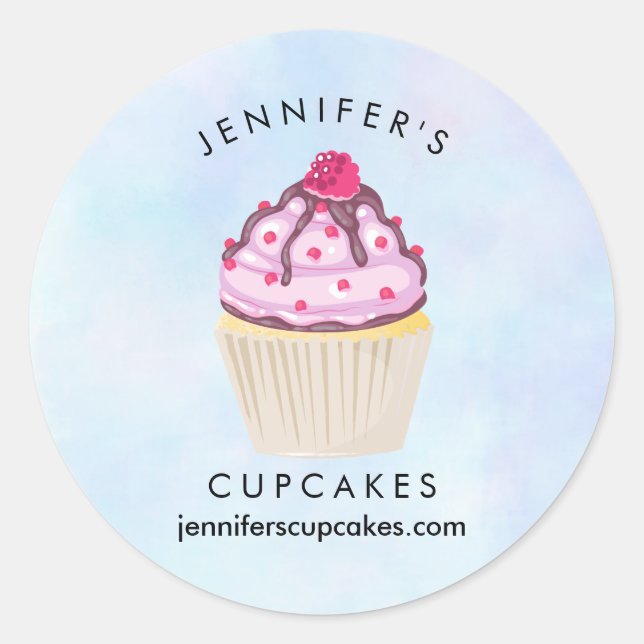 Sweet Cupcake with Raspberry on Top Classic Round Sticker (Front)