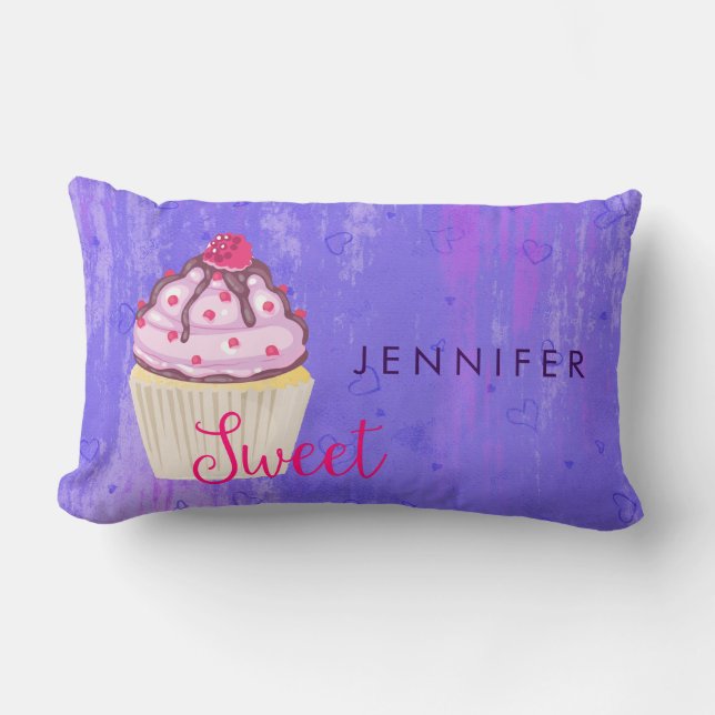 Sweet Cupcake with Raspberry on Top Custom Lumbar Cushion (Front)