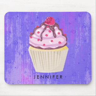 Sweet Cupcake with Raspberry on Top Mouse Pad