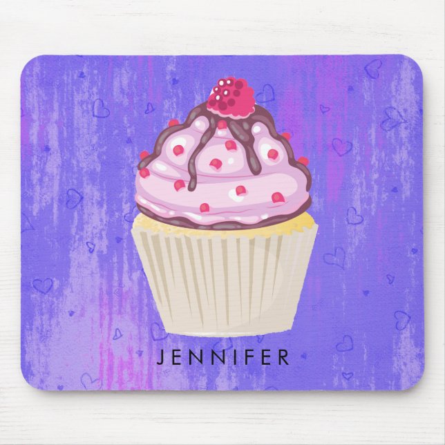 Sweet Cupcake with Raspberry on Top Mouse Pad (Front)