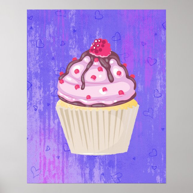 Sweet Cupcake with Raspberry on Top Poster (Front)