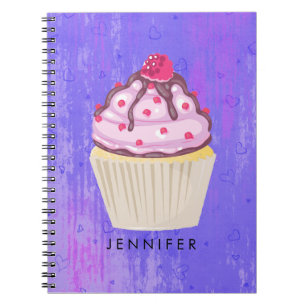 Sweet Cupcake with Raspberry on Top Spiral Notebook