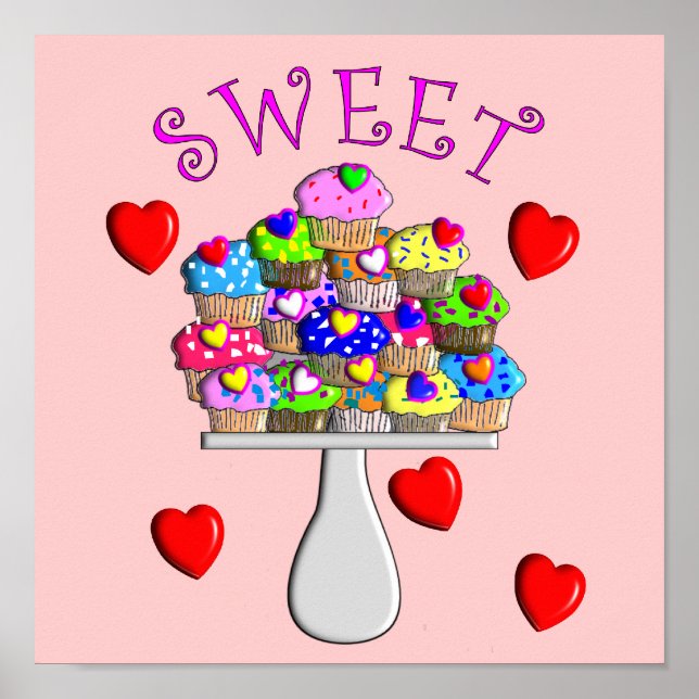 Sweet Cupcakes Art Poster-3D Embossed Style Poster (Front)