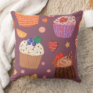 Sweet Cupcakes & Dessert Delights Pattern Cushion
