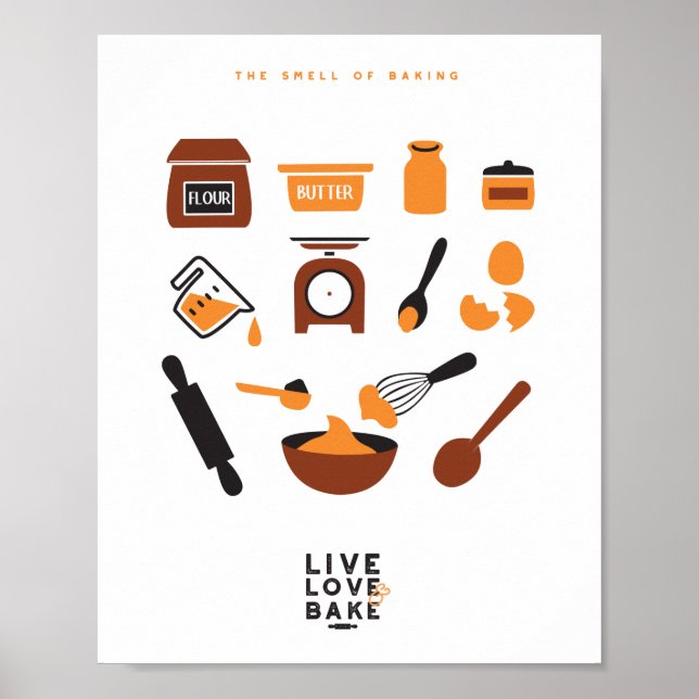 Sweet Cute Baking Tools Art Poster (Front)
