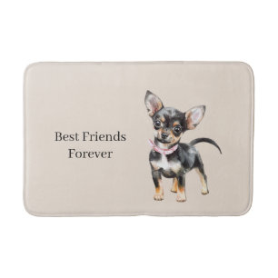 Sweet Cute Brown Cream Chihuahua Dog Best Friends Bath Mat