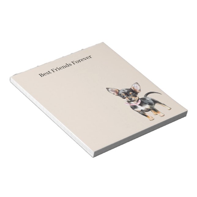 Sweet Cute Brown Cream Chihuahua Dog Best Friends Notepad (Angled)