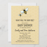 Sweet Cute buzzing Bee Gender Reveal Invitation