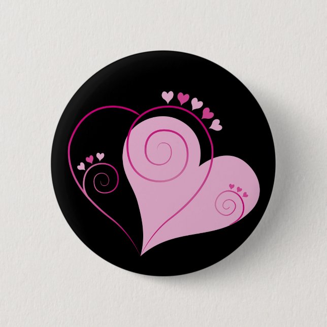 Sweet Cute Happy Valentine Love Hearts Soft Pink 6 Cm Round Badge (Front)