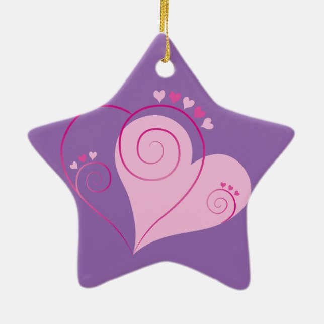 Sweet Cute Happy Valentine Love Hearts Soft Pink Ceramic Tree Decoration (Back)