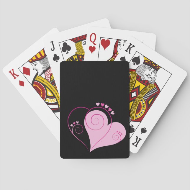 Sweet Cute Happy Valentine Love Hearts Soft Pink Playing Cards (Back)