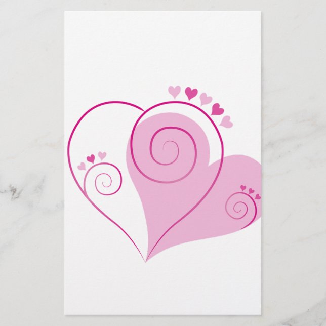 Sweet Cute Happy Valentine Love Hearts Soft Pink Stationery (Front)