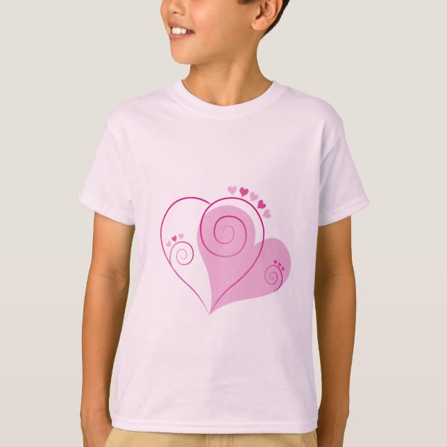 Sweet Cute Happy Valentine Love Hearts Soft Pink T-Shirt (Front)