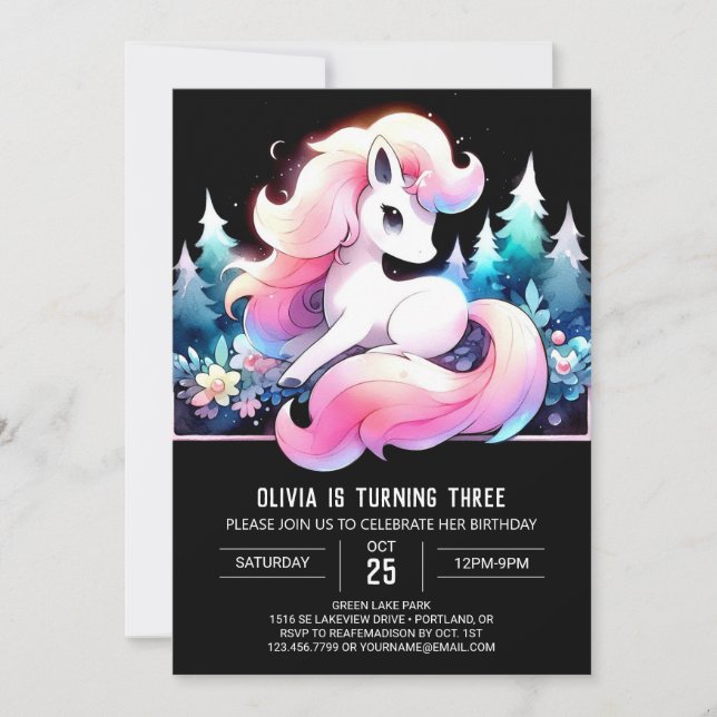 Sweet Cute Horse Birthday Invitation (Front)